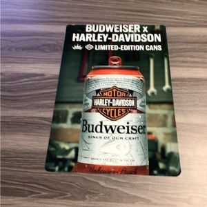 Budweiser Harley-Davidson metal tin display sign beer art